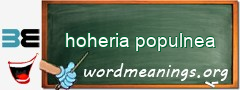 WordMeaning blackboard for hoheria populnea